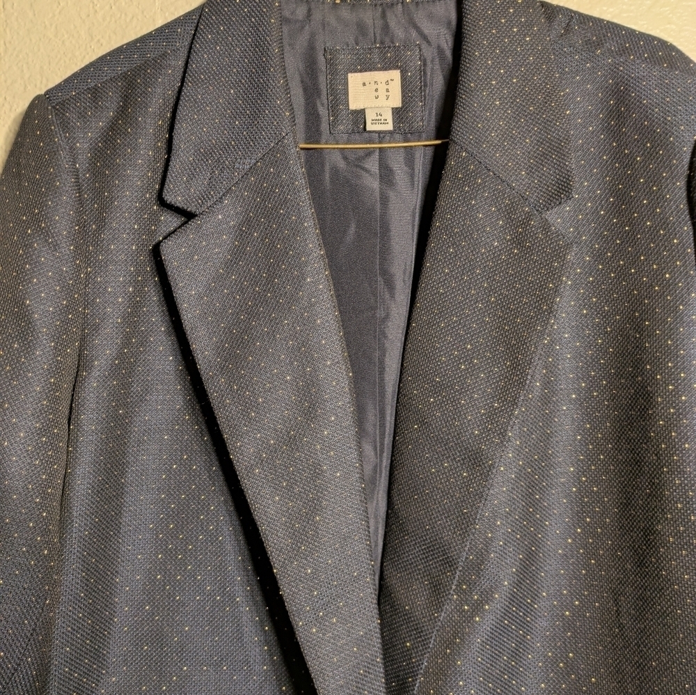 a New Day Size 14 Stylish Navy Blazer with Gold Dots - Picture 5 of 12